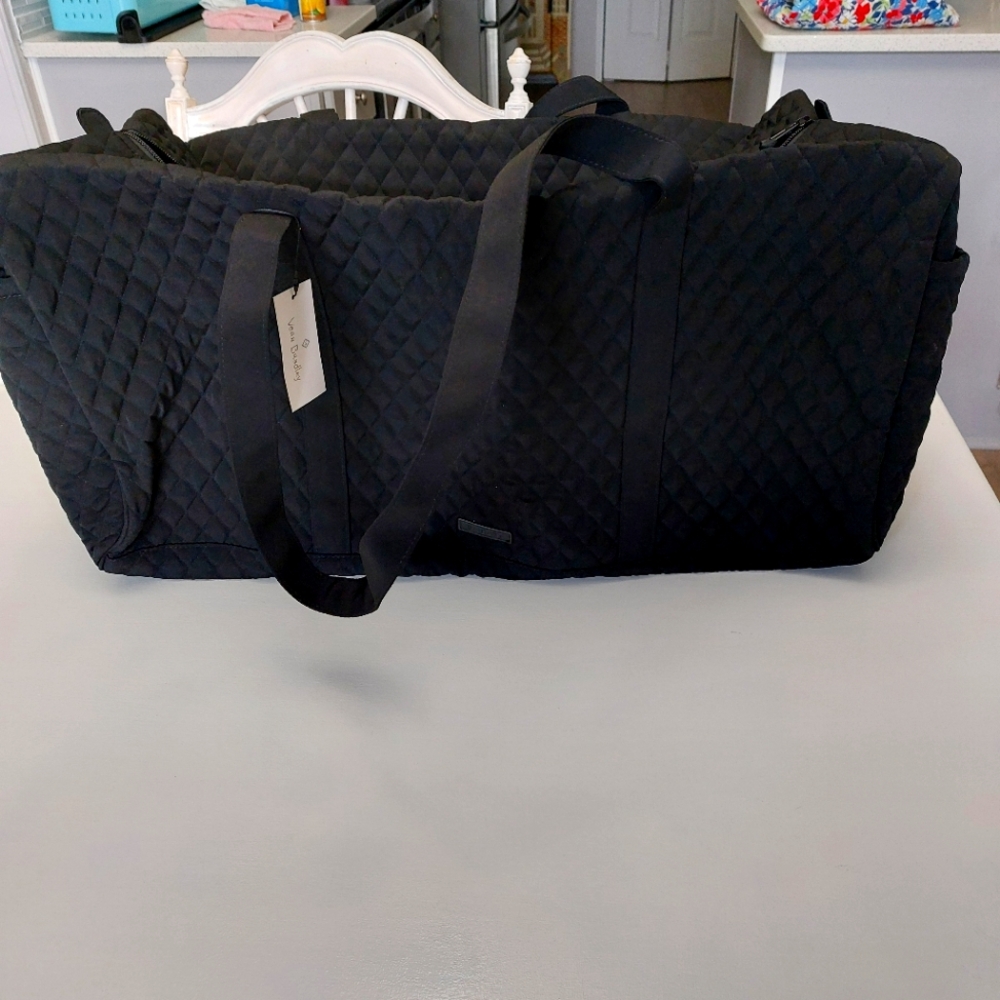 Vera Bradley XL Duffel Travel Bag Classic Black Microfiber NWT
